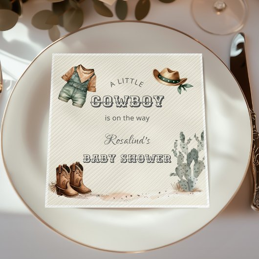 Wild West Western Cowboy Baby Shower Serviette