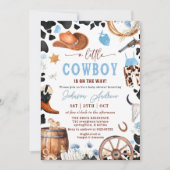 Wild West Western CowBoy Blue Baby Shower Einladung (Vorderseite)