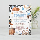 Wild West Western CowBoy Blue Baby Shower Einladung (Stehend Vorderseite)