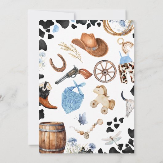 Wild West Western CowBoy Blue Baby Shower Einladung (Rückseite)