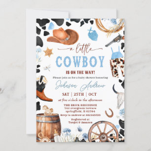 Wild West Western CowBoy Blue Baby Shower Einladung