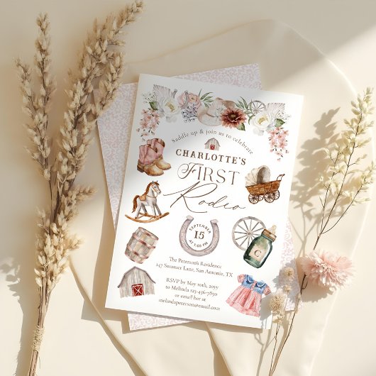 Wild West Western Cowgirl First Rodeo 1. Geburtsta Einladung