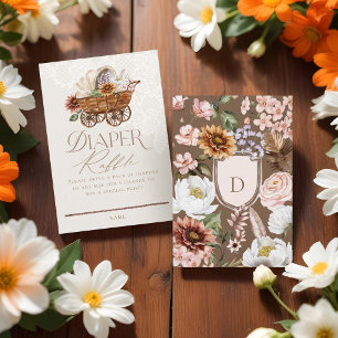 Wild West Western Floral Wagon Baby Diaper Raffle Begleitkarte