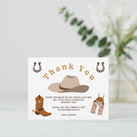 Wild West Western Rodeo Cowboy Danke an Ihre Karte (Stehend Vorderseite)