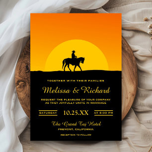 Wild West Western Sonnenuntergang Cowboy Hochzeits Einladung