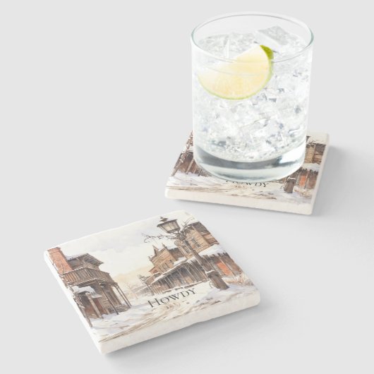 Wild West Winter Steinuntersetzer (Seitenansicht)