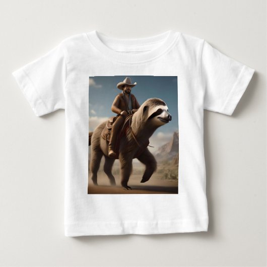 "Wild West Wonders: Cowboy Riding a Sloth Horse" Baby T-shirt (Vorderseite)