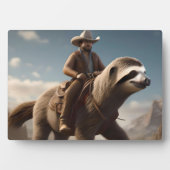 "Wild West Wonders: Cowboy Riding a Sloth Horse" Fotoplatte (Vorderseite)