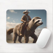 "Wild West Wonders: Cowboy Riding a Sloth Horse" Mousepad (Mit Mouse)