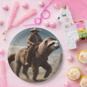"Wild West Wonders: Cowboy Riding a Sloth Horse" Pappteller (Party)
