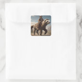 "Wild West Wonders: Cowboy Riding a Sloth Horse" Quadratischer Aufkleber (Tasche)