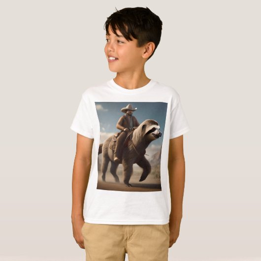 "Wild West Wonders: Cowboy Riding a Sloth Horse" T-Shirt (Vorne ganz)