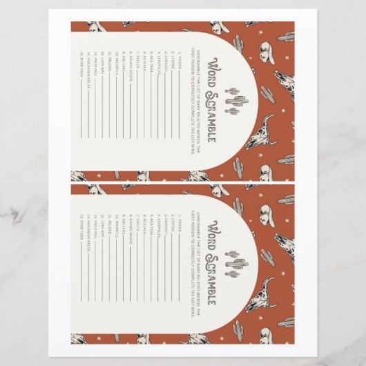 Wild West Word Scramble Game (Vorderseite)