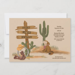 Wild West Wüstentiere Boys Graphic Birthday Einladung