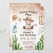 Wild West Young Wild & Three Cowboy Birthday Einladung (Vorne/Hinten)