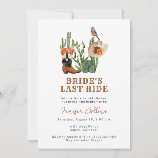 Wild Western Brautparty Einladung (Vorderseite)