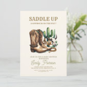 Wild Western Cactus Girl Baby Shower Einladung (Stehend Vorderseite)