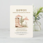 Wild Western Cactus Girl Birthday Einladung (Stehend Vorderseite)