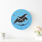 Wild Whale Große Wanduhr (Zuhause)