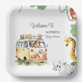 Wild Wheels Safari Animal Baby Shower Camper Van Pappteller