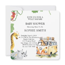 Wild Wheels Safari Animal Camper Van Baby Shower