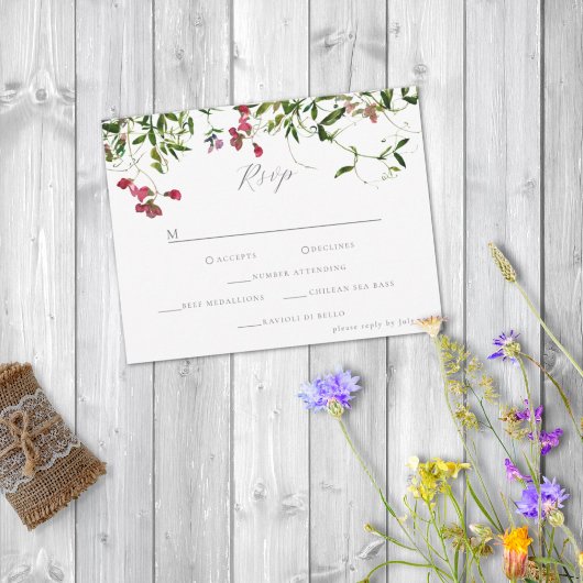 Wild Whimsical Blooms & Greenery RSVP Karte