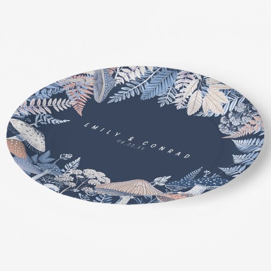 Wild & Whimsical Border Wedding ID110 Pappteller (Schrägansicht)