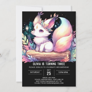 Wild Whimsical Fox Geburtstag digital Einladung