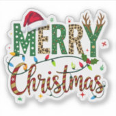 Wild & Whimsical Merry Christmas Leopard Print Aufkleber (Vorderseite)