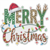 Wild & Whimsical Merry Christmas Leopard Print Aufkleber (Vorderseite)
