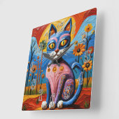 Wild Whimsical Whiskers Quadratische Wanduhr (Winkel)