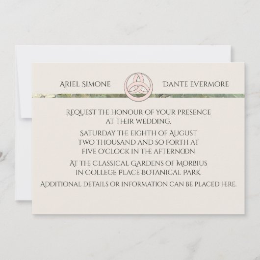 Wild White Rose Triquetra Handfasting Einladung (Vorderseite)