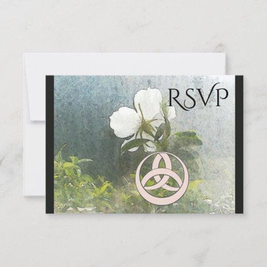 Wild White Rose Triquetra Handfasting Ste RSVP Karte (Vorderseite)