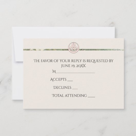 Wild White Rose Triquetra Handfasting Ste RSVP Karte (Rückseite)
