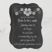 Wild White Roses Chalkboard Brautparty Einladung (Vorne/Hinten)