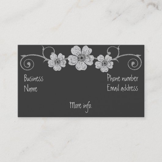 Wild White Roses Chalkboard Business Card Visitenkarte (Vorderseite)