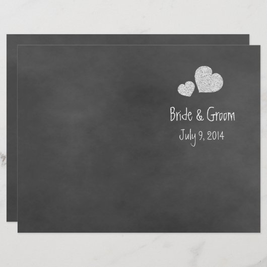 Wild White Roses Chalkboard Folded Wedding Program (Vorne/Hinten)