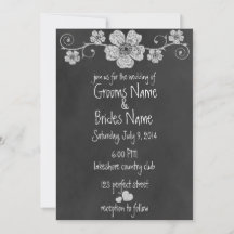 Wild White Roses Chalkboard Hochzeit Einladung