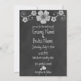 Wild White Roses Chalkboard Hochzeit Einladung