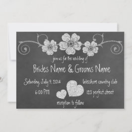 Wild White Roses Chalkboard Hochzeit Einladung
