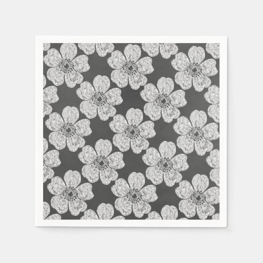 Wild White Roses Chalkboard Serviette (Vorderseite)