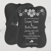 Wild White Roses Chalkboard Virtual Wedding Einladung (Vorne/Hinten)