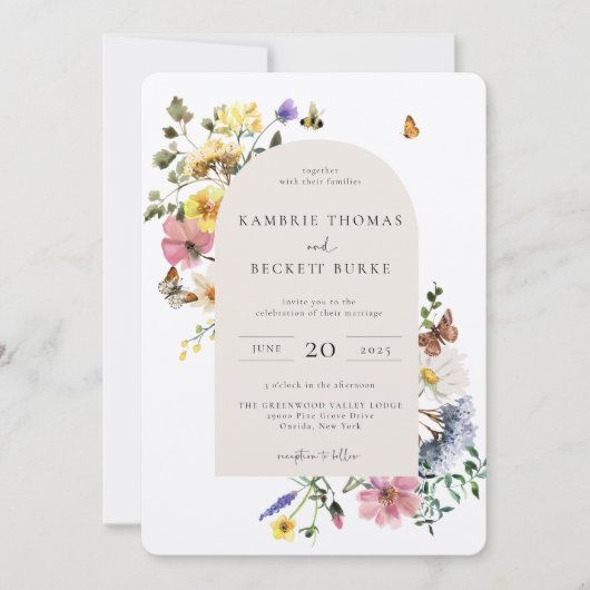 Wild-Wiesen-Arch-Hochzeit Einladung (Vorderseite)