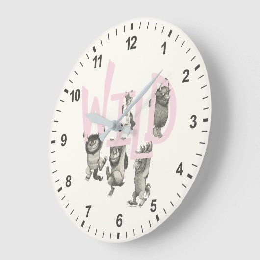 WILD | Wilde Dinge und Max - Rosa Große Wanduhr (Winkel)