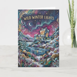 Wild Winter Lights Highland-Weihnachtskarte Karte