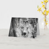 Wild Winter Wolf Camouflage Tree and Snow Birthday Karte (Gelbe Blume)