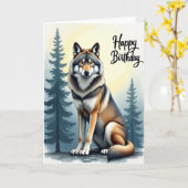 Wild Wolf Art Geburtstagskarte Karte (Gelbe Blume)