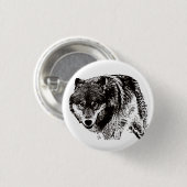 Wild Wolf Black & White Artwork Button (Vorne & Hinten)