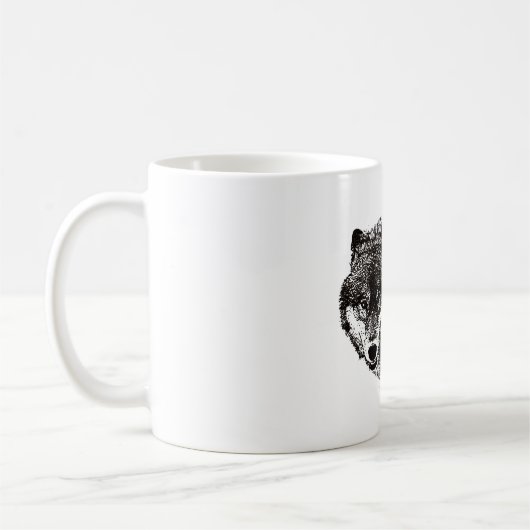 Wild Wolf Black & White Artwork Kaffeetasse (Links)