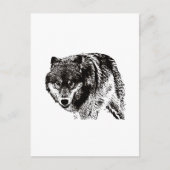 Wild Wolf Black & White Artwork Postkarte (Vorderseite)